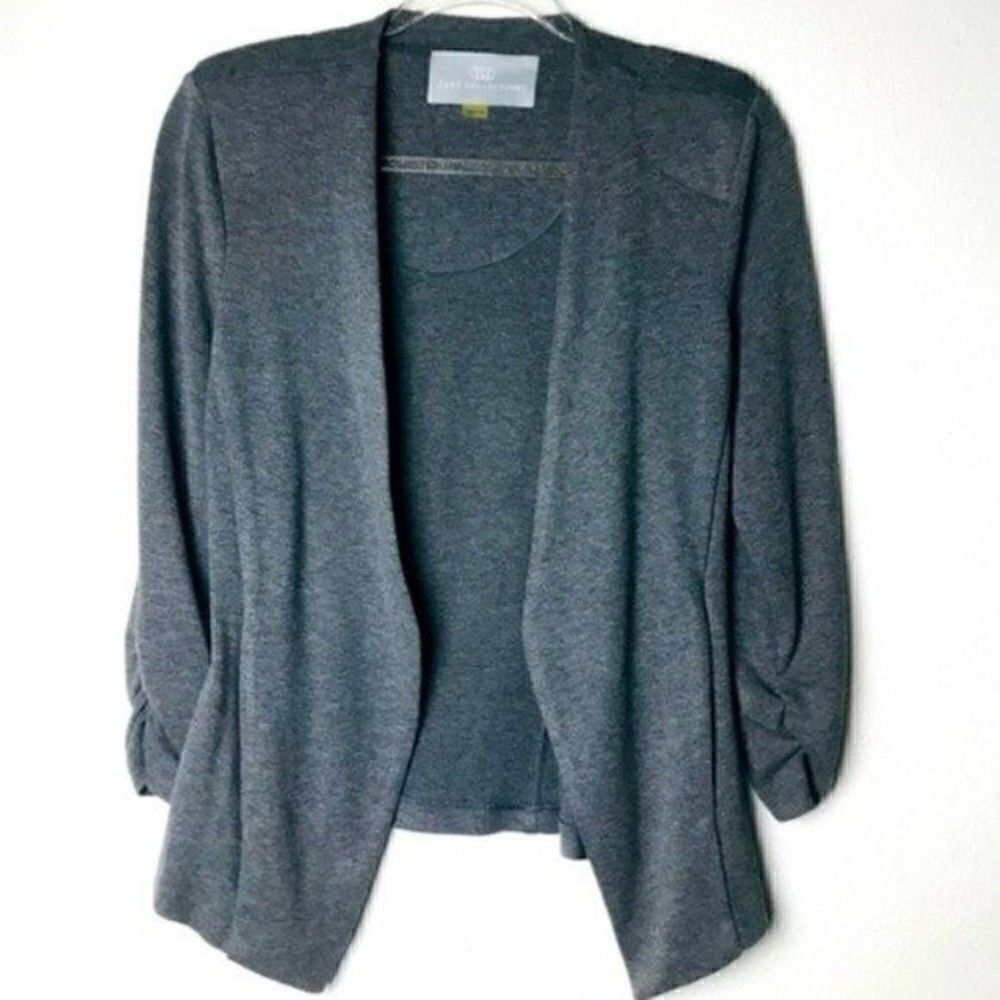 Tart Collection open front blazer XS BoxQ gray soft stretchy minimalist